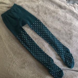 Navy polka dot tights